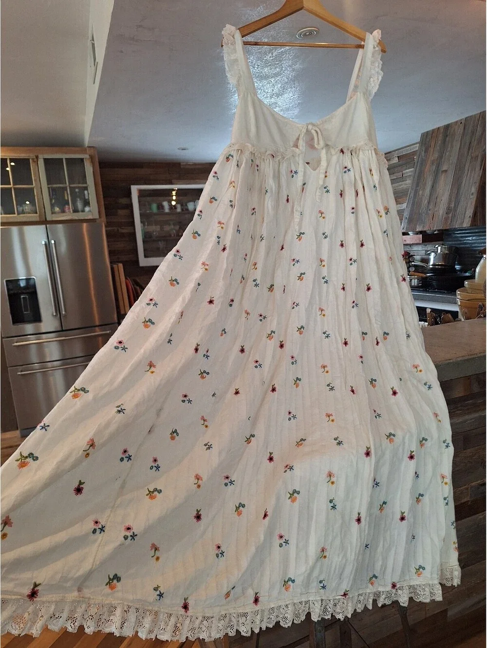 Free People cotton peasant dress. Starlight babydoll, Large. Retail $300,